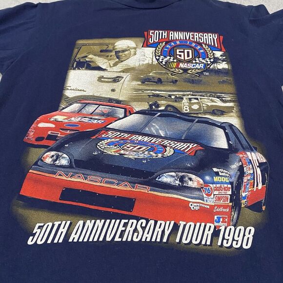 Vintage Nascar Winston Cup Shirt Mens L Blue 1998 50th Anniversary Read - Picture 2 of 6
